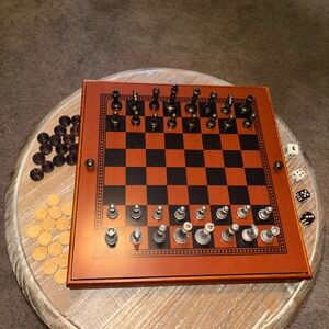 Classic Wooden Chess and Checkers Set